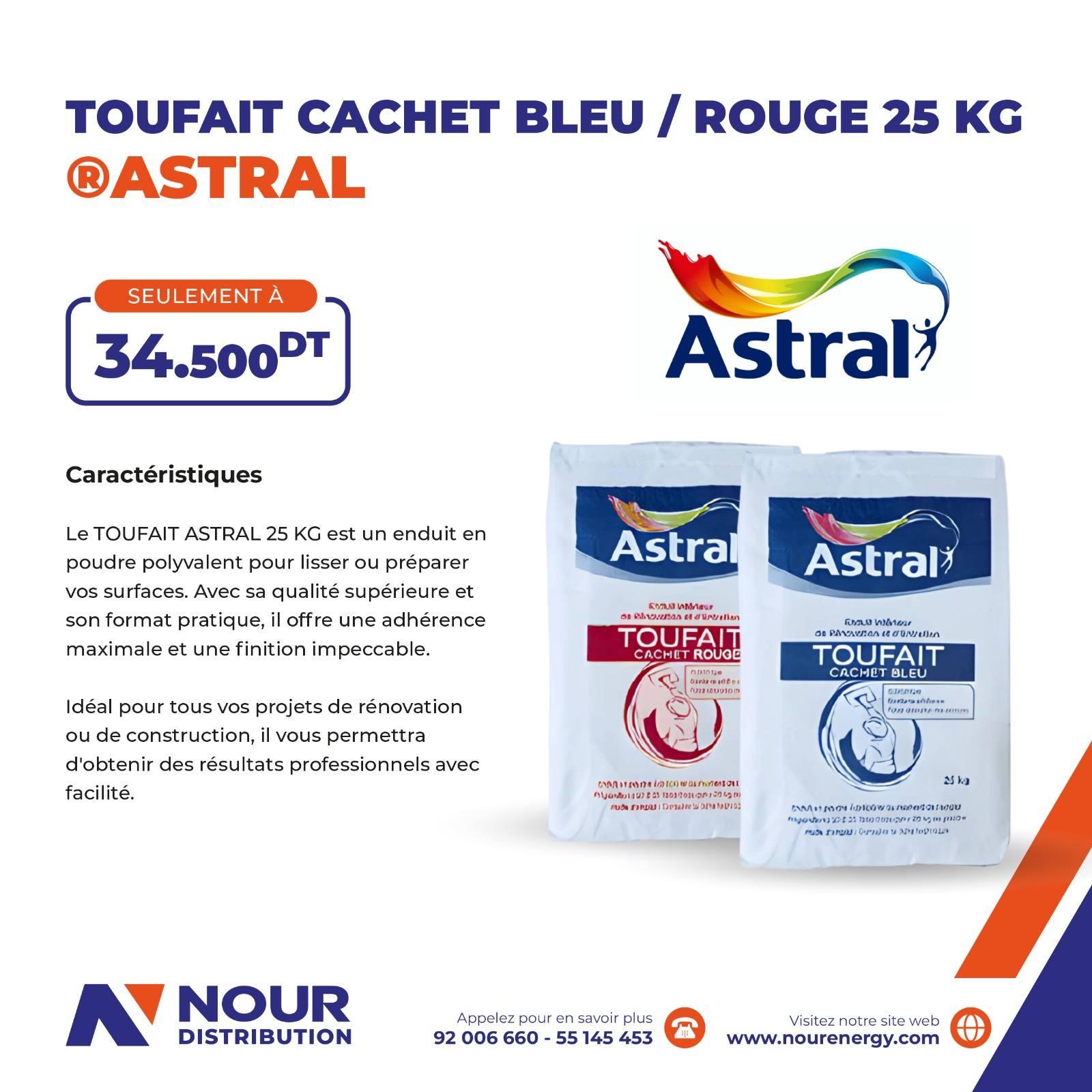 Toufait Cachet Bleu / Rouge 25 KG – ASTRAL